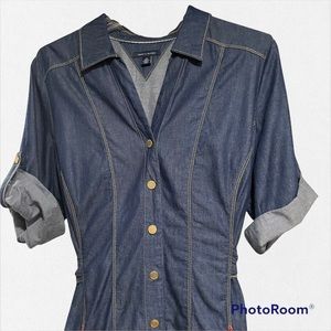 Tommy Hilfiger Denim Snap Front Short Sleeve Dress 14